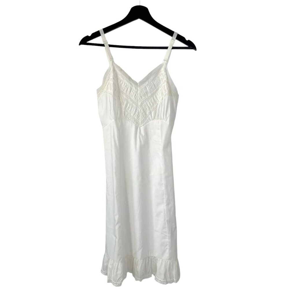 Vintage 60s White Knee Length Slip Small - Picture 1 of 12